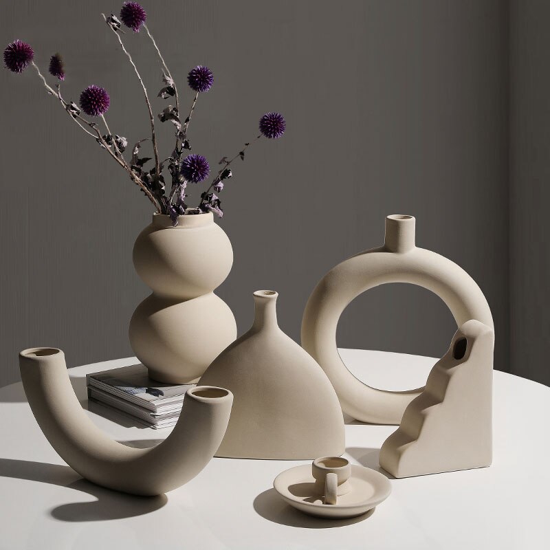 Bloemstuk Desktop Nordic Stijl Licht Luxe Kleine Keramische Vazen Decoratie Ornamenten Home Decoratie Accessoires