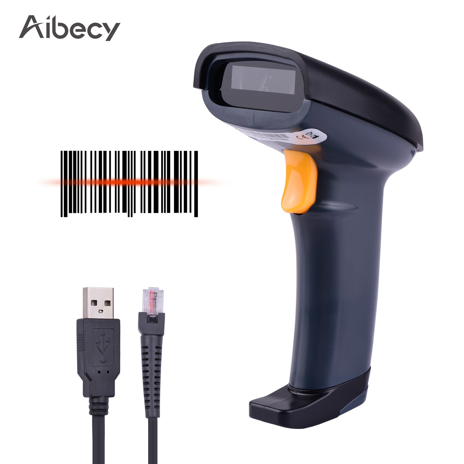 Aibecy Handheld 1D Barcode Scanner USB Wired Bar Code Reader Manual Trigger/Auto Continuous Scanning Support Paper Code: style 3