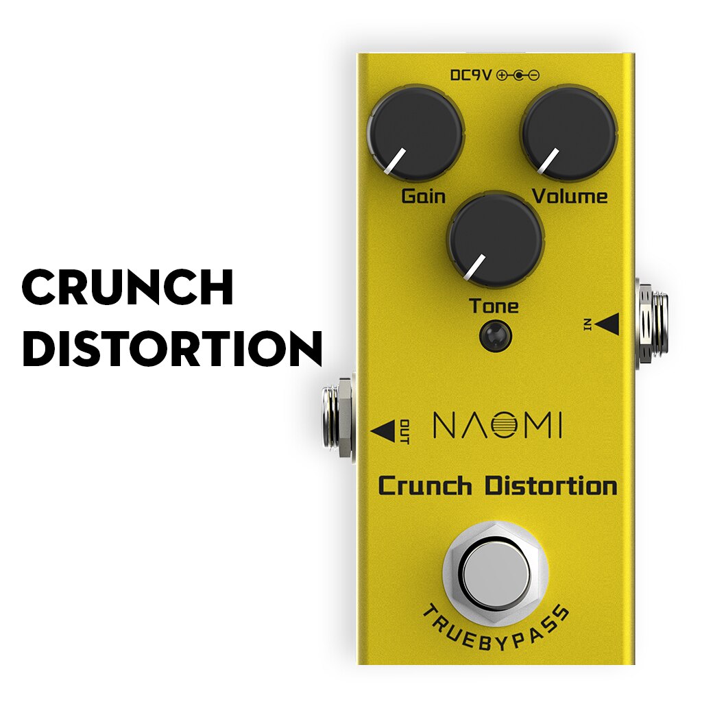 Pedal efecto guitarra distorsión/retardo/efectos de coro Pedal efecto guitarra True Bypass DC 9V 1A Adaptador 3 vías Pedal efecto guitarra: Crunch Distortion