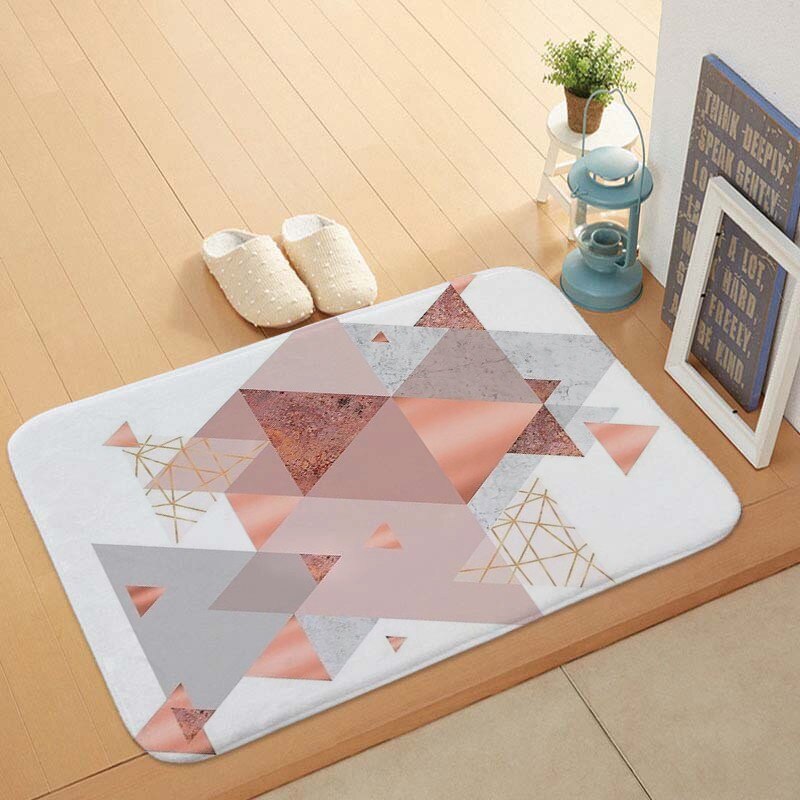 Casa jardim de mármore geométrico anti-skid esteira da porta da cozinha piso banheiro tapete cozinha poliéster à prova dwaterproof água: 60cmx40cm / geometric marble 06