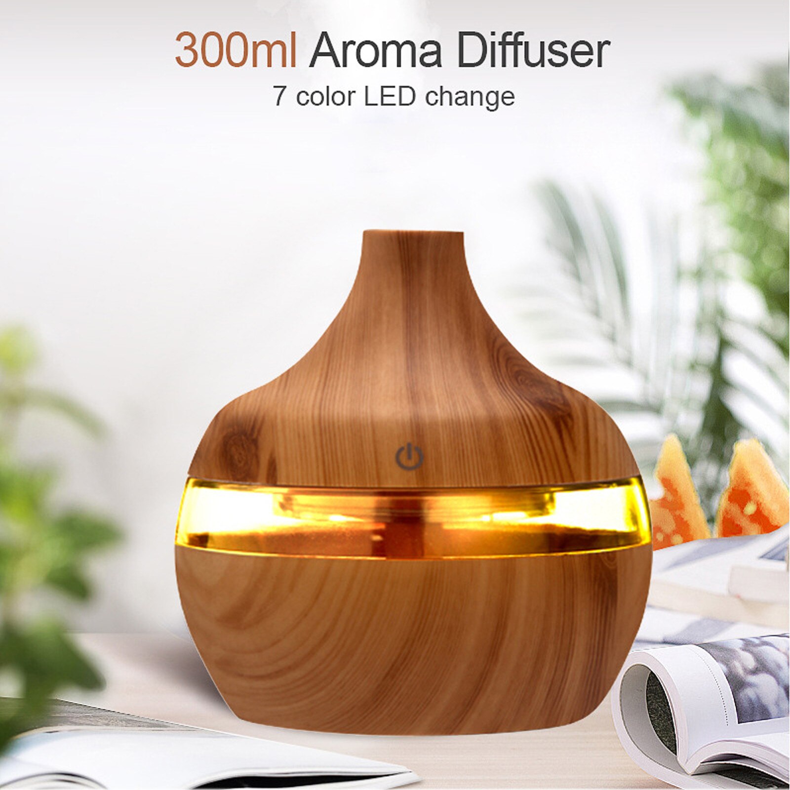 300ml luft aroma æterisk olie diffusor 7 farve led natlys aroma aromaterapi luftfugter usb aroma essentiel diffusor #g30