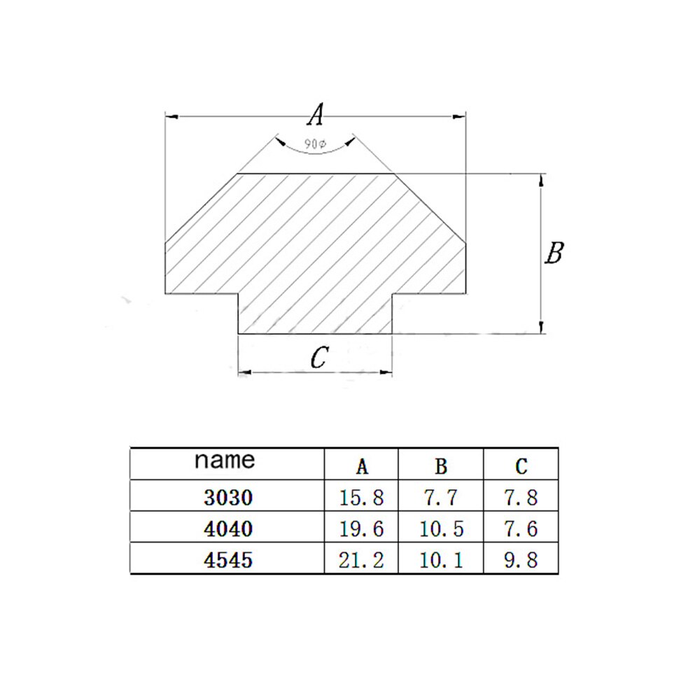 4 stk/parti 100mm 3030 tilkoblingstilbehør av aluminiumsprofil inne i koblingsledd 150mm 450mm 600mm uten skrog