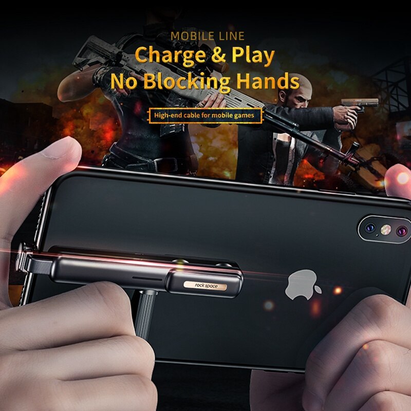 Rock For iPhone charger USB Cable Fast Charging 90 Degree usb 8 Pin cord For iphone 11 pro X Xs Max 8 7 6 plus 6s Game cable