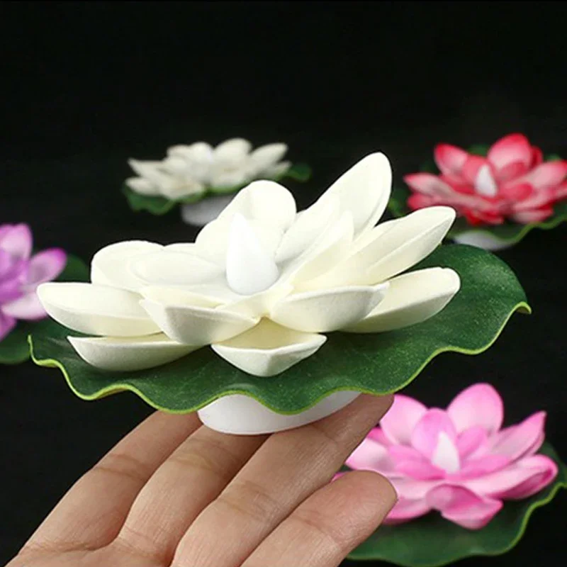 LED Lotus Nachtlampje Drijvende Watersensor Bloemlampen Tuin Aquarium Decor Feestelijke Feestaccessoires Wens Lotuslicht