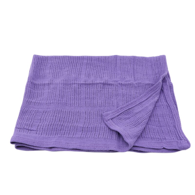 Newborn Baby Blankets Super Soft Cotton Crochet Summer Sleeping Bed Supplies Hole Wrap Air-conditioning blanket for Baby 90*70cm: dark purple