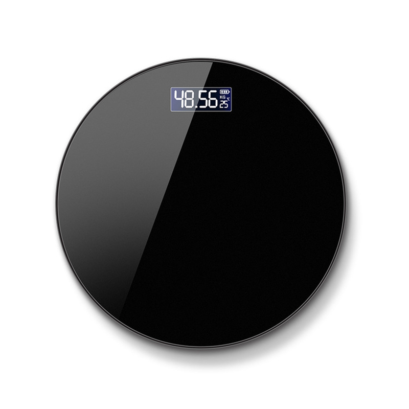bascula digital peso corporal pesas bascula baño peso digital bascula peso corporal electrónica portátil, balanza de peso duradera para el hogar báscula de cuerpo humano pequeño pantalla LCD de vidrio templado: Black