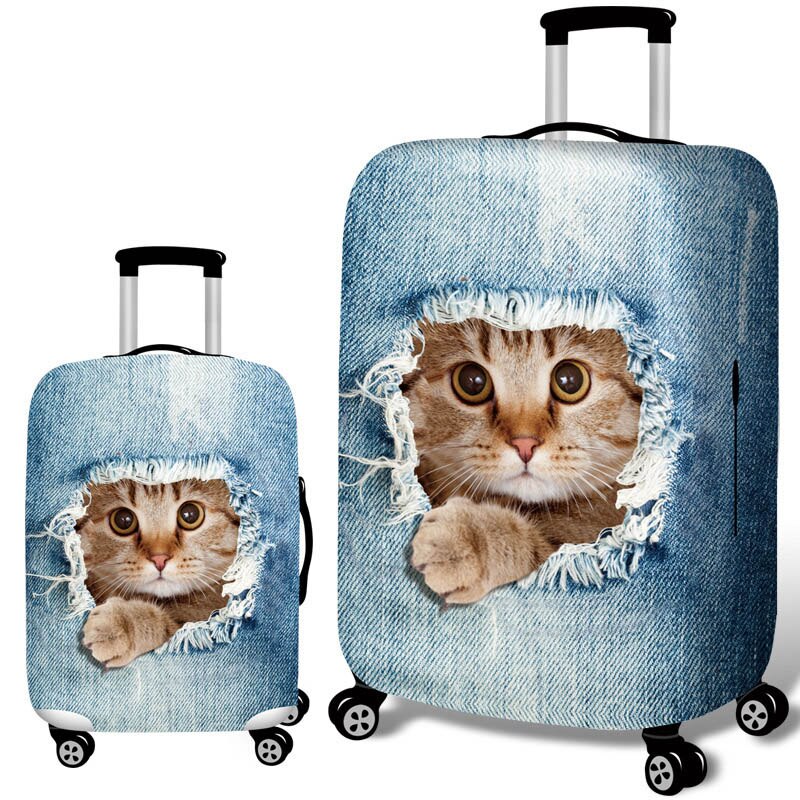 Cowboy Suitcase Case Cover 3D Cat Dog Luggage Elastic Protective Covers 18-32Inch Trolley Baggage Dust Cover Travel Accessories: A luggage cover / s