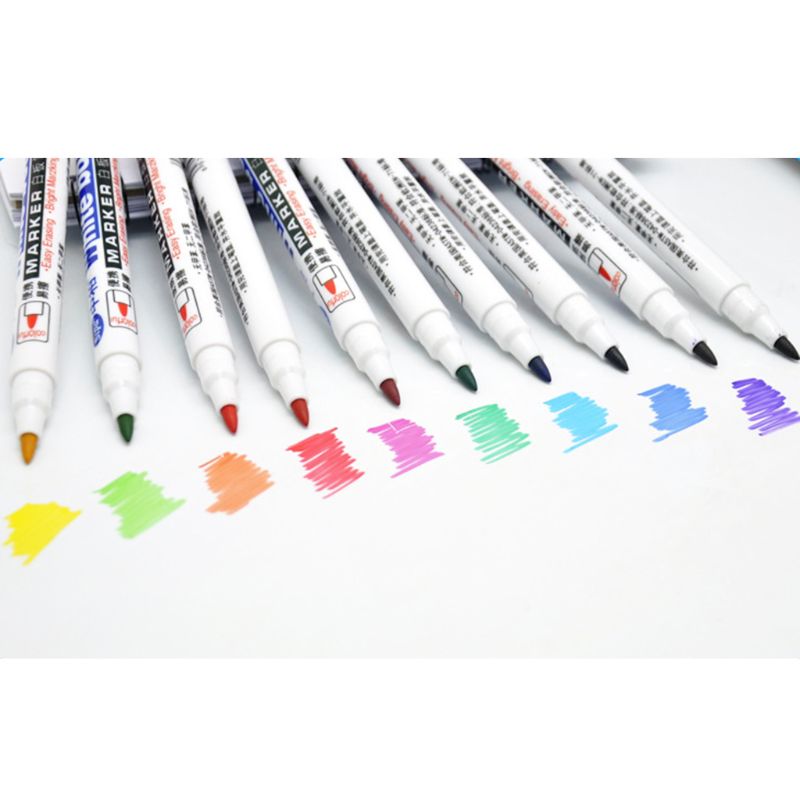Stylo marqueur effaçable pour tableau blanc, 10 couleurs, Non toxique, pointe Fine, stylos de dessin pour étudiants, fournitures scolaires et de bureau