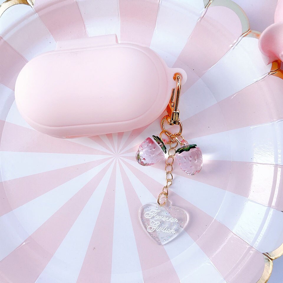 Coreano di lusso Del Silicone di Caso per Samsung Galaxy Gemme/Germogli + Più Della Copertura di Bluetooth del Trasduttore Auricolare Proteggere Gli Accessori Portachiavi Decor Ragazza: E