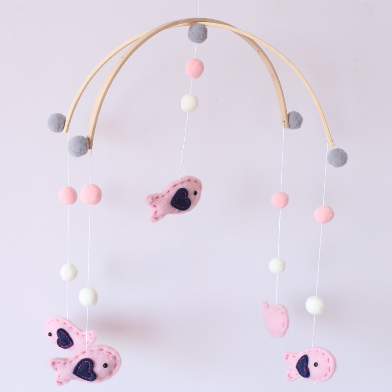Baby seng krybbe søde træskramler naturligt træ perle filt dyr legetøj børn børn værelse dekoration