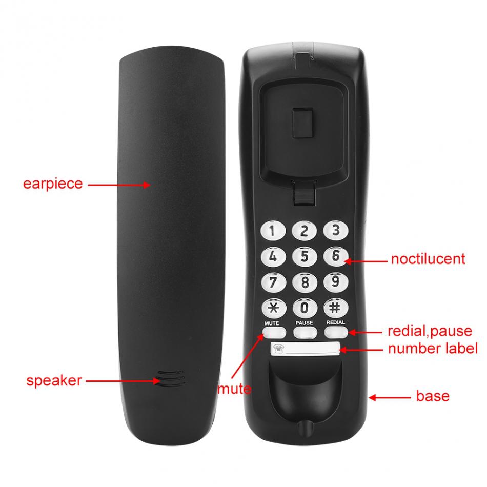 casa Hotel cablata Telefono Telefon con muto Ricomposizione Pausa mini Telefono Comodino lampada Da Parete Batteria di Estensione di Rete Fissa Telefono Nero Bianco