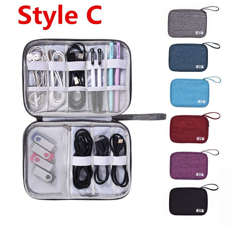 Electronics Organizer Bag - Portable Digital USB Gadget Case - Travel Charger Holder