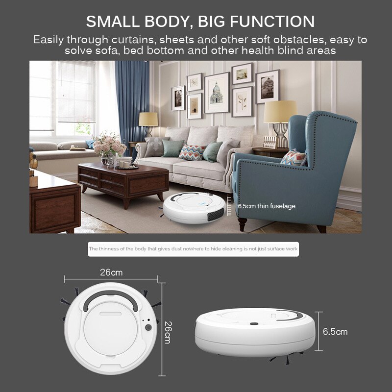 3 en 1 Robot aspirateur 1800Pa Rechargeable Auto intelligent balayage Robot sec humide balayage aspirateur intelligent sol nettoyeur
