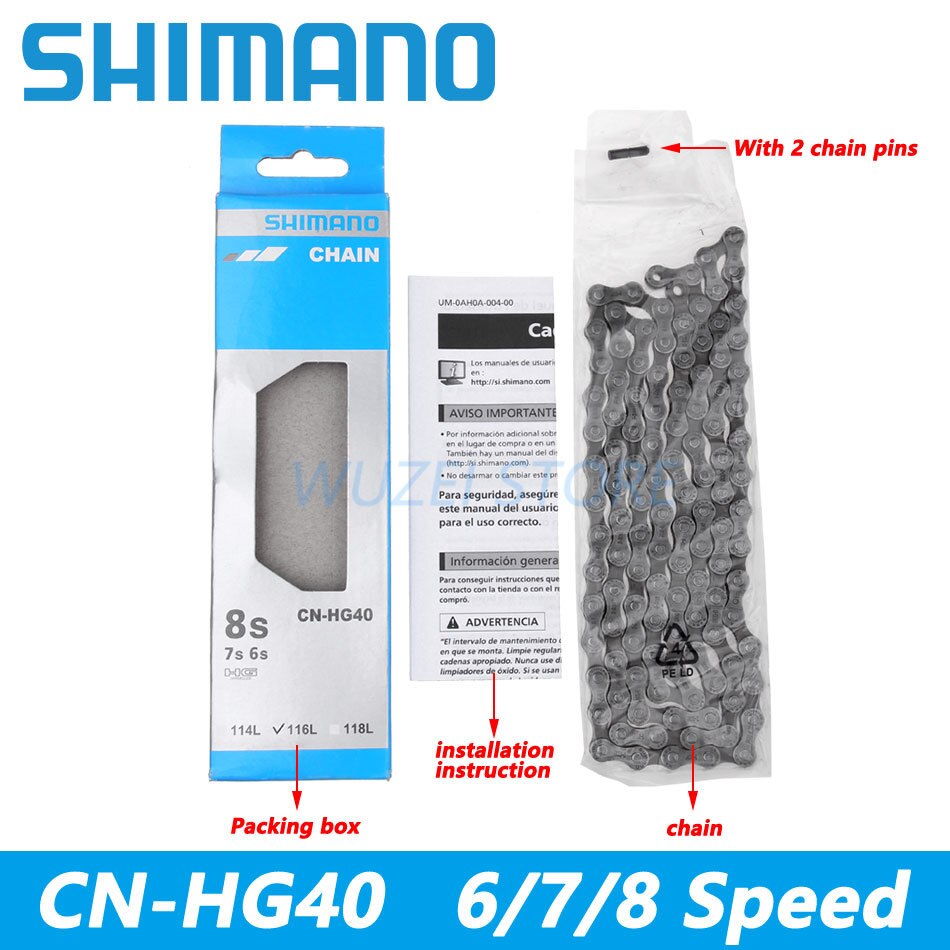Shimano-cadena móvil para bicicleta de montaña HG50 8S, 6/7/8/9 velocidades, 112L, accesorios para bicicleta de montaña, cadena caja HG40, 116L