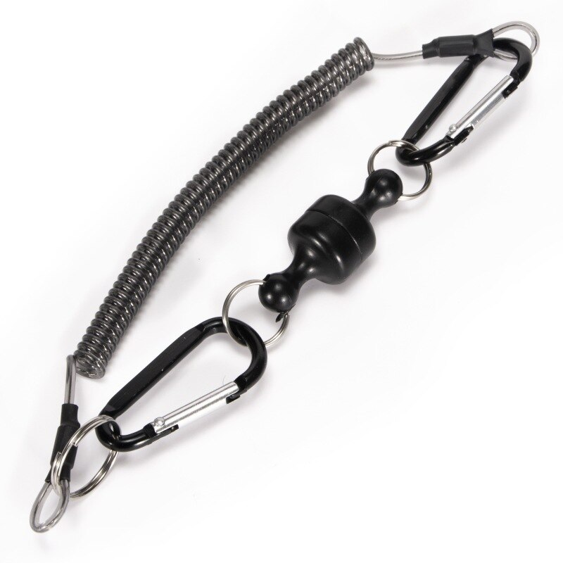 Strong Magnetic Net Quick Release Clips Net Holder with Fishing Coil Lanyard Carabiners for Fly Fishing Net Fish Tackle Tools: A2