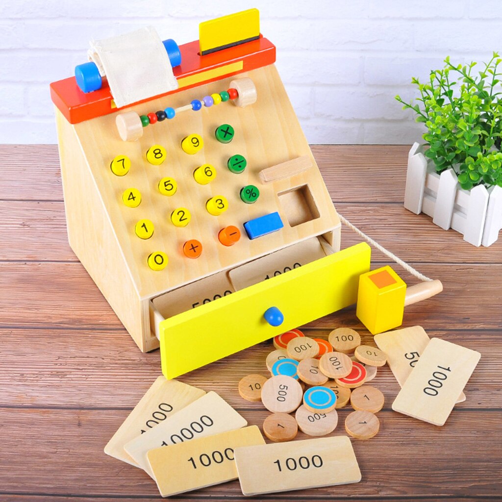 Houten Kassa Speelgoed Met Play Credit Card Pretend Set Boodschappen Pretend Play Developmental Games