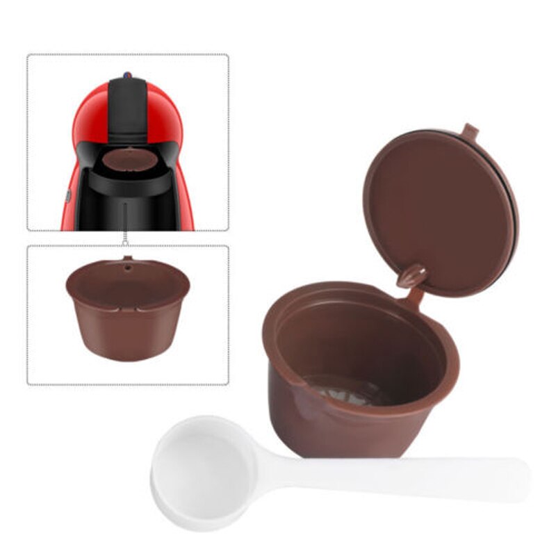 Refillable Reusable Coffee Capsules Pods & Spooon Set For DOLCE GUSTO Machine