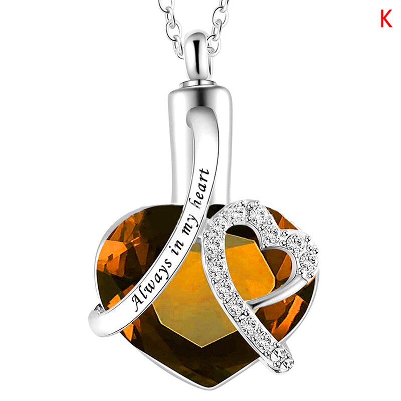 Always in my heart Locket screw Heart cremation memorial ashes urn birthstone necklace jewelry keepsake pendant: K