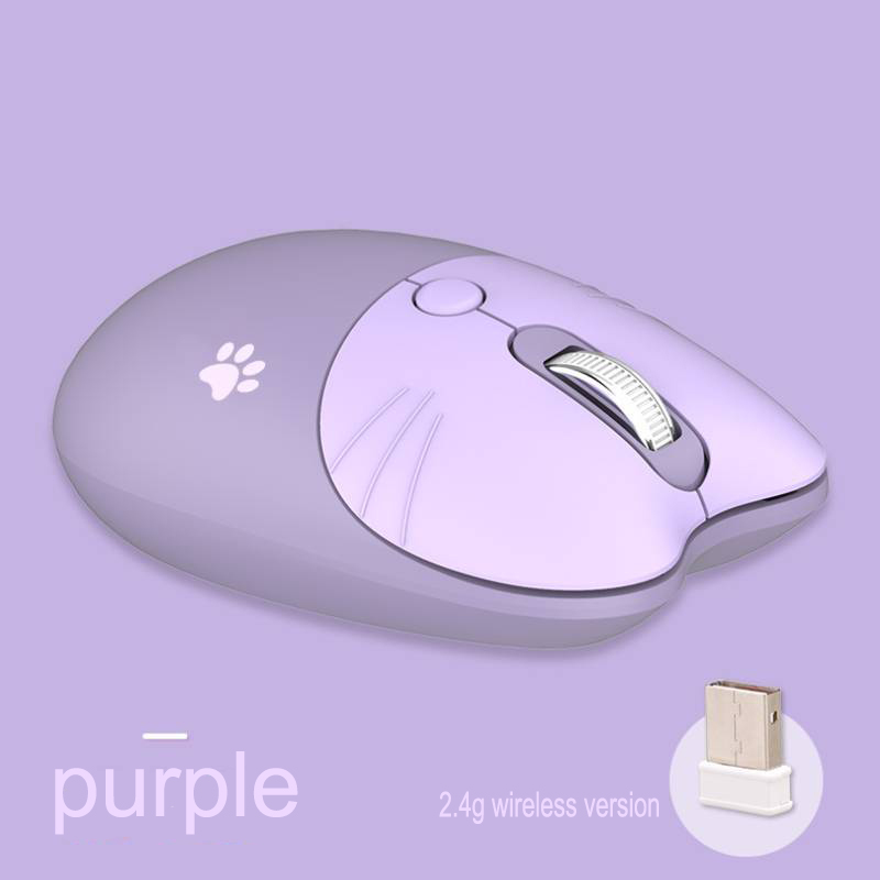 Dual-mode Mouse Wireless Mouse Bluetooth Computer Mouse Cute Cartoon Mice Ergonomic 3D Office Mouse for Kid Girl PC Tablet: 2.4G-Purple