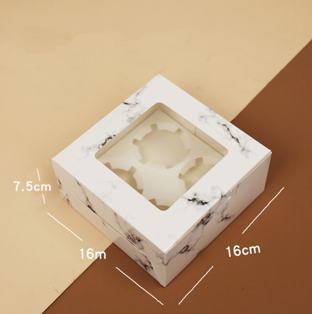 2/4/6 /12 Hole Cupcake Boxes And Packaging Cake Cookie Boxes Baking Food Package Box Wedding Birthday Party Supplies: marble-4 hole