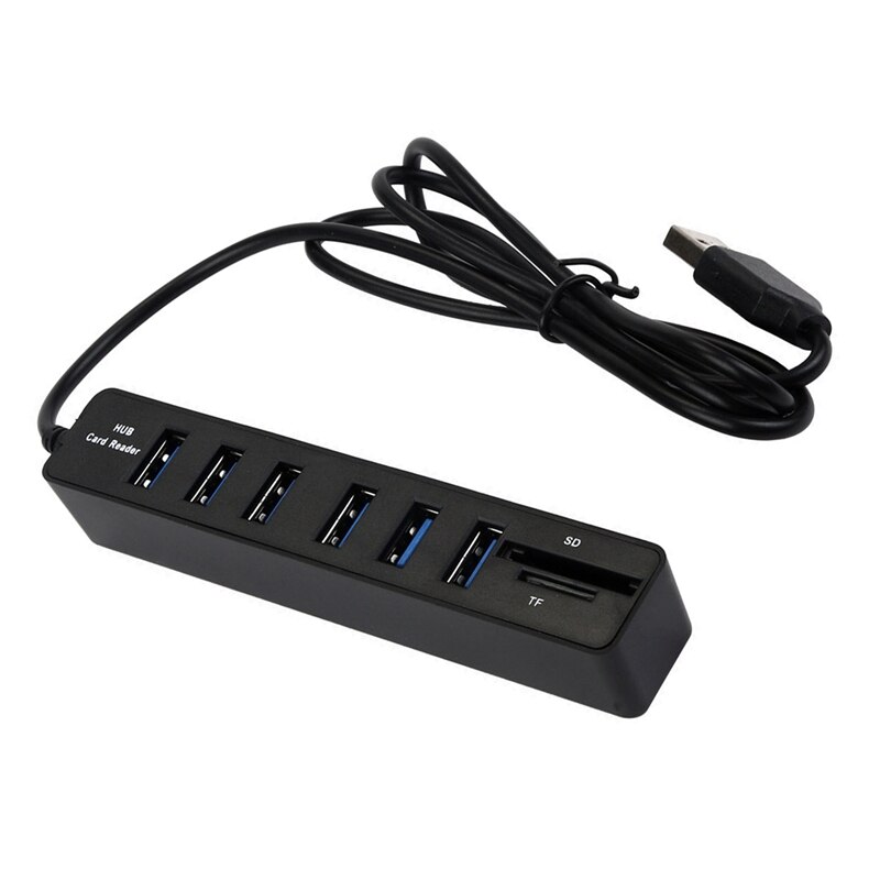 Usb Hub Usb Splitter 6-Port Hub Usb 2.0 Hub + Sd + Tf Card Multifunctionele Kaart reader Voor Mac Pro/Mini Imac Ps4 Oppervlak Pro