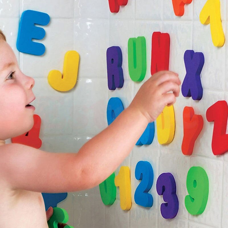 36 Uds bebé niños flotando baño juguetes para la bañera números y letras de espuma etiqueta de la pared