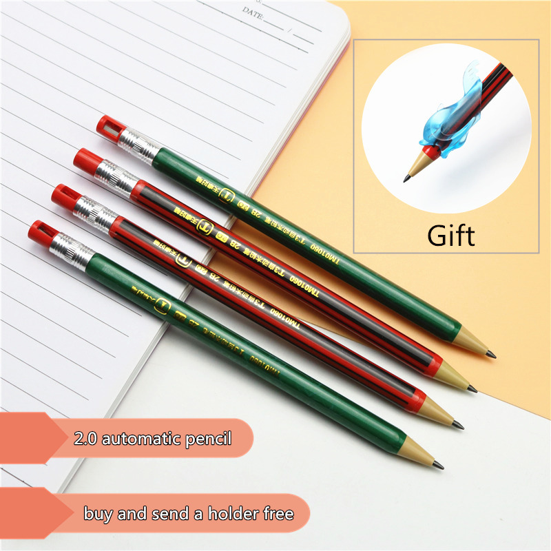 1pcs mechanical pencil 2.0mm Long refill Student painting writing 2B pencil with mini sharpener