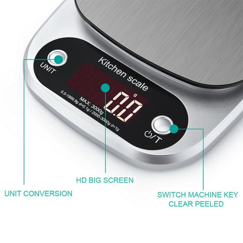 5kg/0.1g Kitchen Digital Food Scale Highly Accurate Weighing Food Scale Household Balance Cooking Measure Tool G/oz/ml/fl#