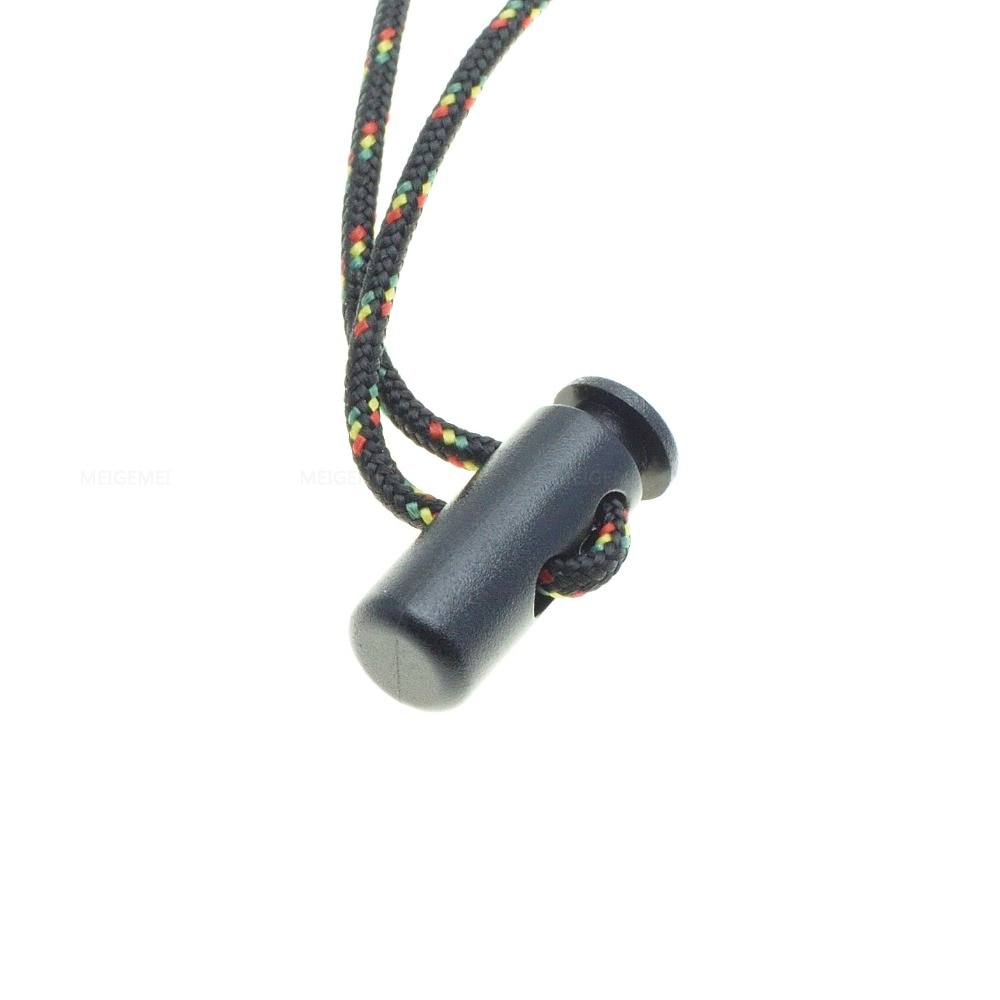 10 stks/pak 2 gat Cord Lock Cilinderhuis Toggle Clip Stopper Plastic Zwart Maat: 24mm * 8mm