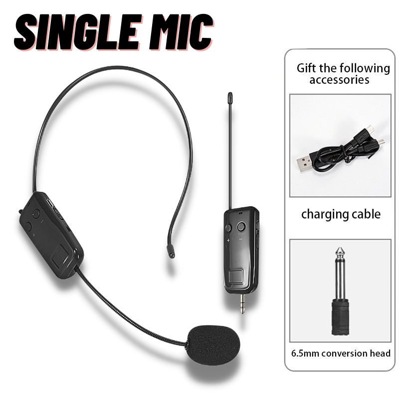 Headset Funk mikrofon Headset Mikrofon Kopf Mikrofon Funk mikrofon UHF Sprach verstärker: Black