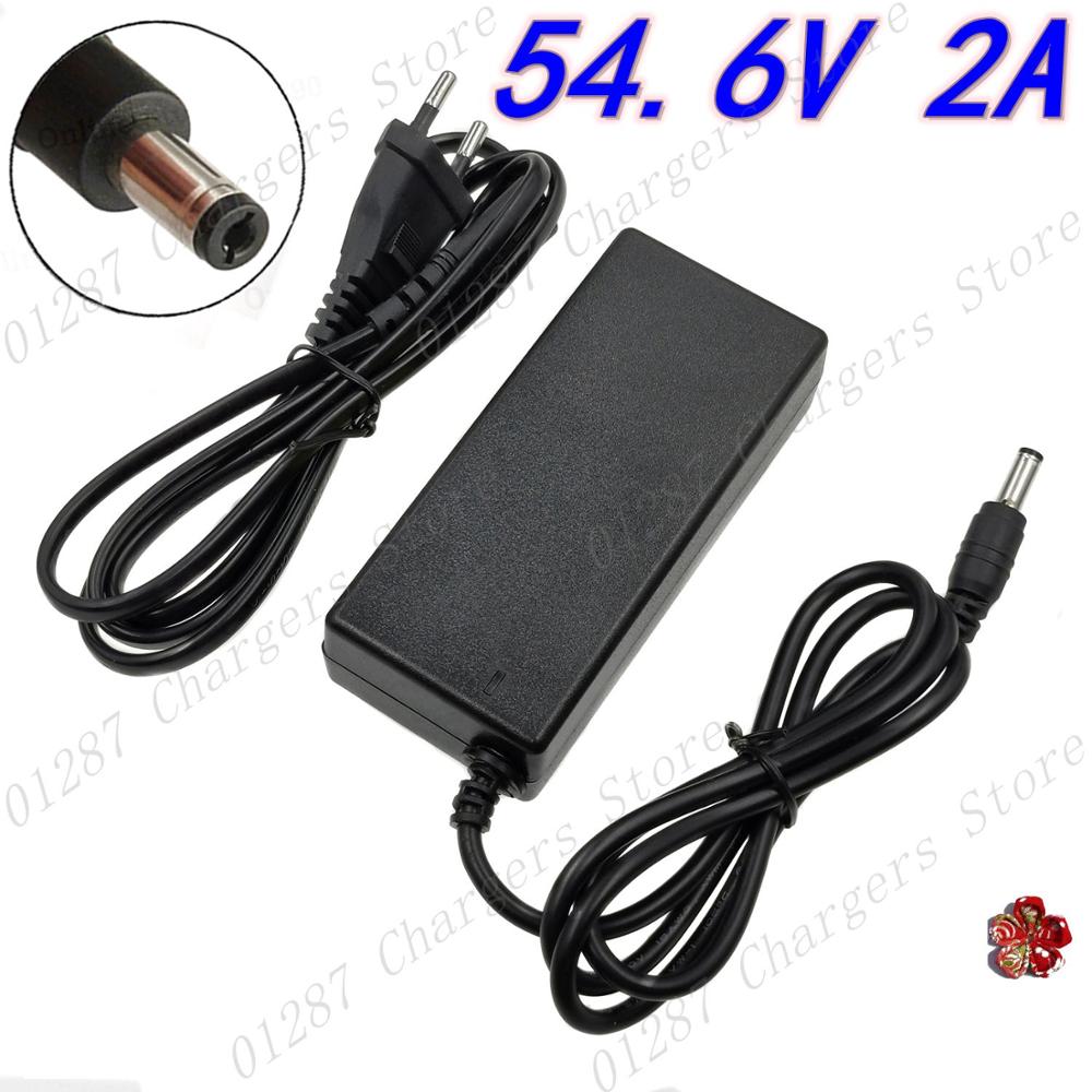 Chargeur 54.6V 2A pour chargeur de batterie li-ion 48V prise/connecteur cc pour batterie de vélo électrique au Lithium 48V 13S
