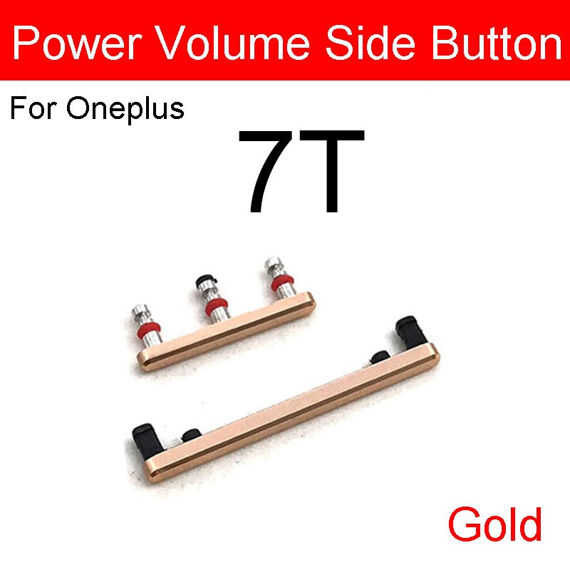 1 botón de volumen lateral + botón de encendido/apagado conjunto de botones para Oneplus 7 7T Pro botón de encendido de volumen piezas de repuesto de teclado: 7T gold 