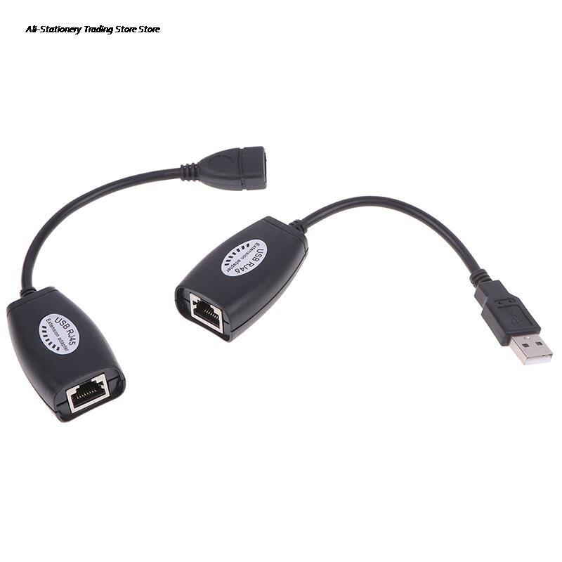 2 stk usb til  rj45 rj 45 lan-kabel forlengelsesadapter forlenger over cat 5 rj45 cat 6 patchkabel svart nettverkstilbehør