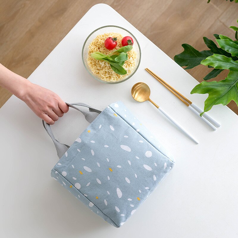 Drawstring Cooler Lunch Box Portable Insulated Canvas Lunch Bag Thermal Food Picnic Lunch Bags For Women Kids