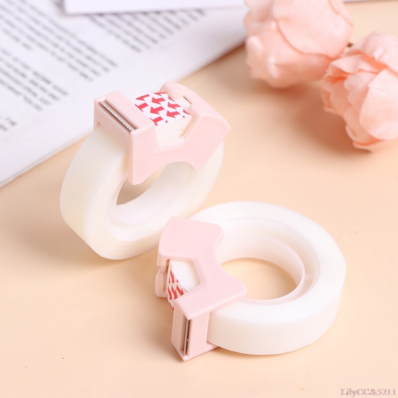 1Pc Transparante Kleine Tape 12Mm Plakband Met Snijgereedschap Beschrijfbare Onzichtbare Correctie Tape Briefpapier