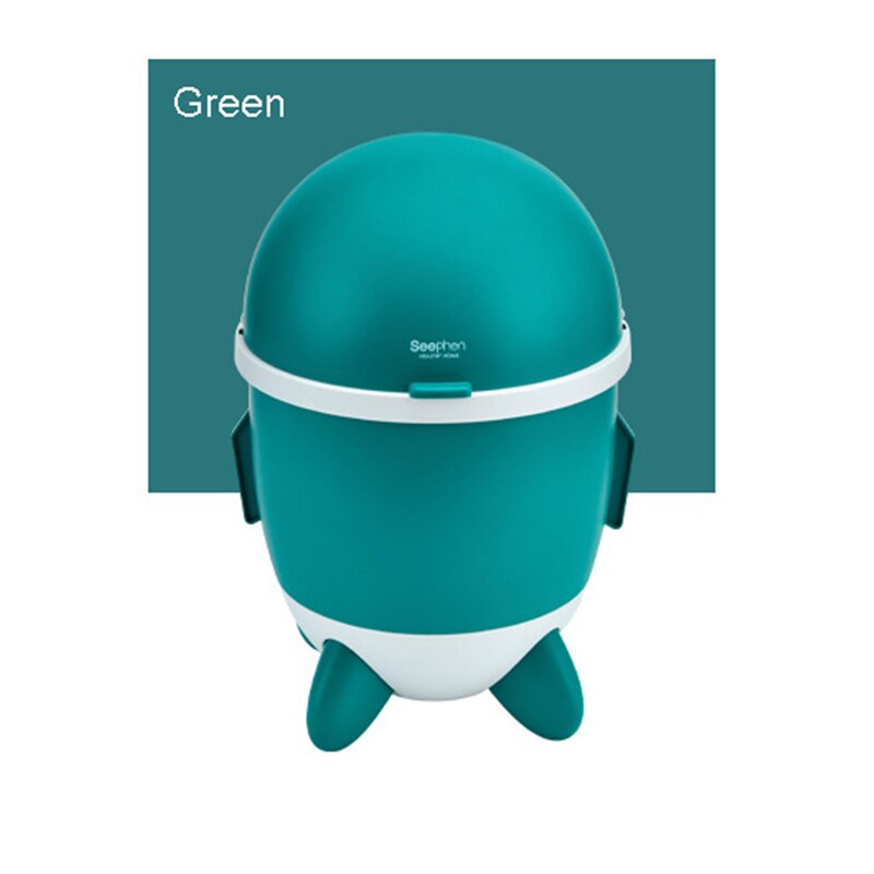 Rocket Prullenbak Keuken Ashbin Badkamer Prullenbak Clamshell Prullenbak Plastic Leuke Opslag Bin Huishoudelijke Vuilnisbak: green