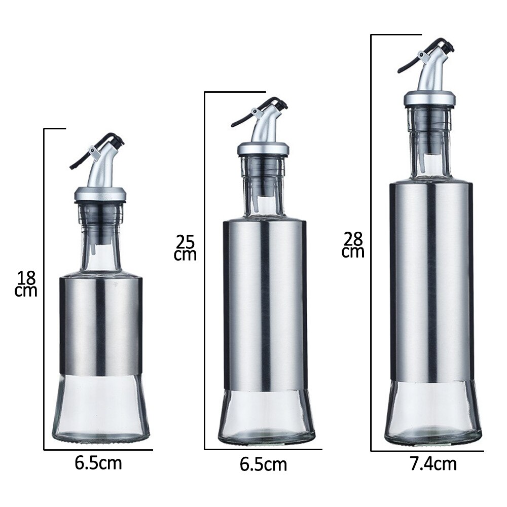 Stainless steel glass oil pot oil bottle vinegar pot kitchen oil tank pot leak-proof large soy sauce vinegar seasoning bottle