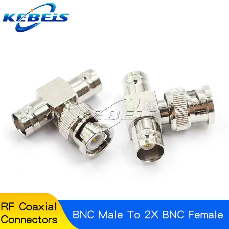 Conector BNC Q9 a BNC macho y hembra, Conector de ángulo recto de 90 grados, tipo T, divisor de 3 vías y 4 vías, adaptador RF doble macho y hembra, 1 piezas: Oro