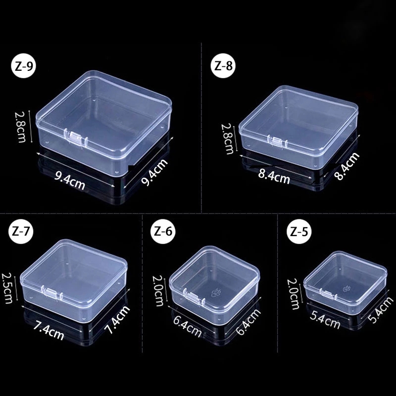Mini cajas rectangulares de plástico transparente para almacenamiento de joyas, contenedor, caja de embalaje para pendientes, anillos, cuentas, colección de artículos pequeños