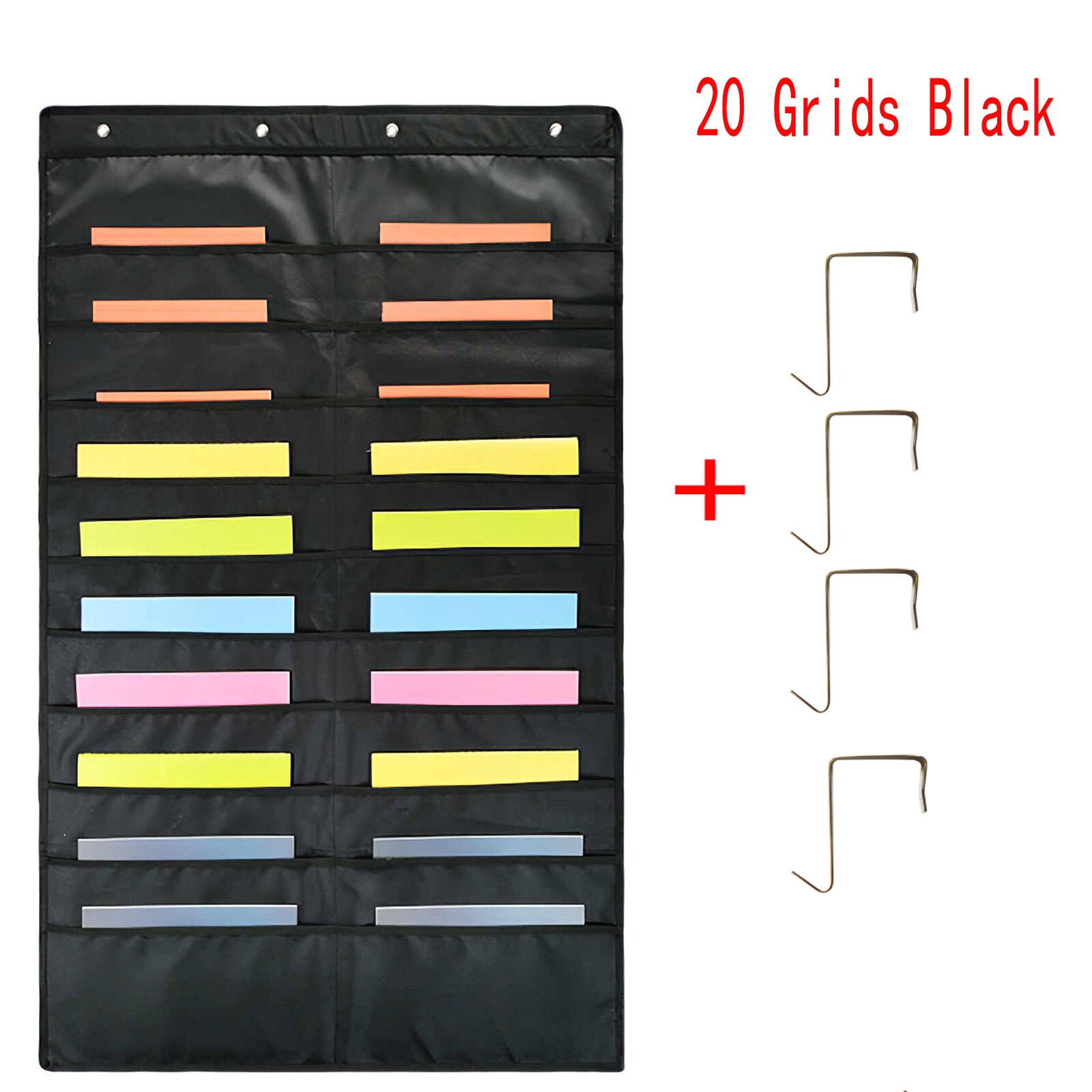 Document Hanging Storage Bag Oxford Cloth Storage Pocket Chart Hanging File Folding Holder Cascading Fabric Organizer For Office: 20 Grids Bags Black
