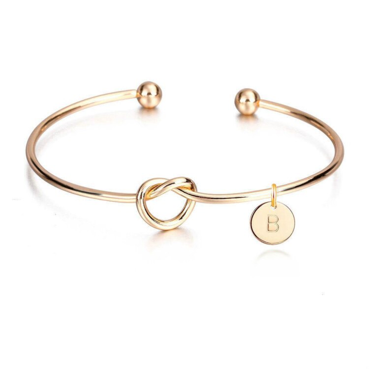 Bracelets Bangles Zinc Alloy Minimal Metal Knotted Bracelet Letter Open Bracelet Jewelry Accessories Christmas Jewelry: Gold B