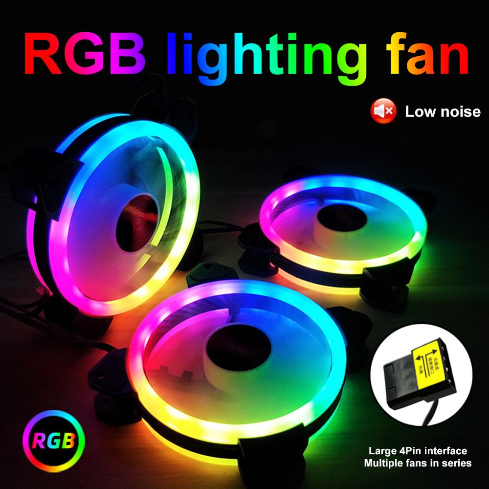Computer Case Fan 120mm 4Pin 12V Quiet Cooling Fan RGB LED High Airflow CPU Cooler