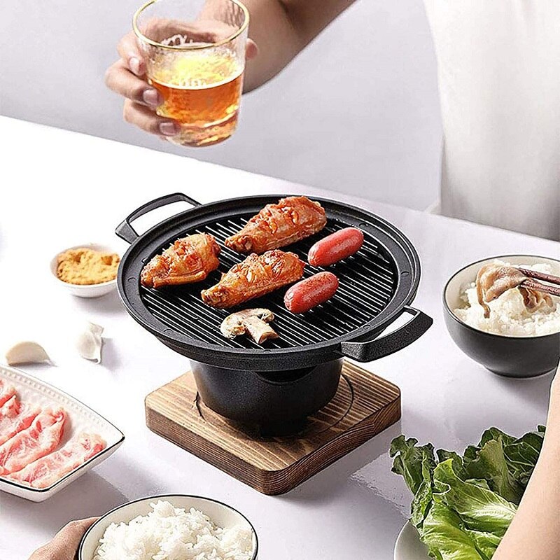 Mini Grill Barbecue maison sans fumée pour une personne, four d&#39;extérieur, plaque de rôtissage, outils pour la viande, alcool japonais