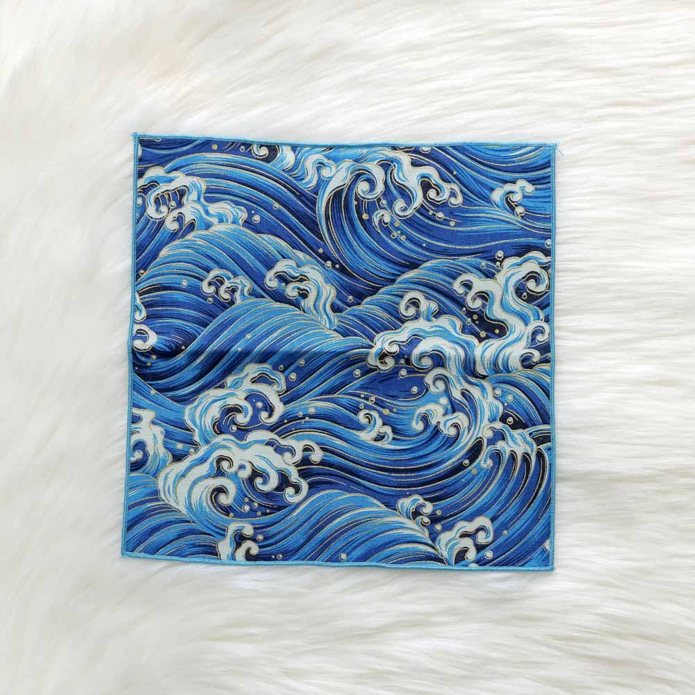 Serviette de poche Style japonais et vent en coton tissu fait à la main Satin bronzant vagues de papillon mouchoir de fleur de cerisier: 1