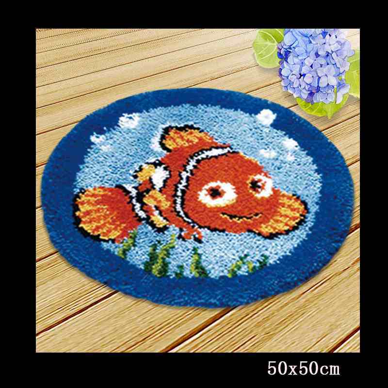 DIY juego de aguja de lengüeta cojín de alfombra tapiz bordado hágalo usted mismo pestillo gancho Smyrna botón cojín animales equipo de colchoneta de costura: Brown