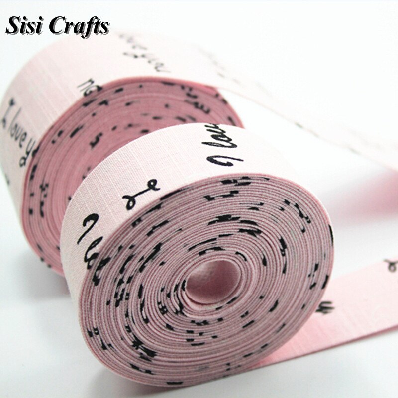 Sisi hantverk trycktejp cyan rosa elfenben jag älskar dig band tyg riband bias skiktning gör det själv hår rosett krage handgjorda tillbehör: 1 meter rosa / 10mm