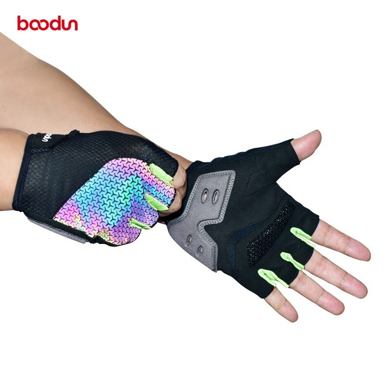 Boodun Summer Colorful Men Women Cycling Gloves Half Finger MTB Gloves Shockproof Breathable Road Mountain Bike Bicycle Gloves