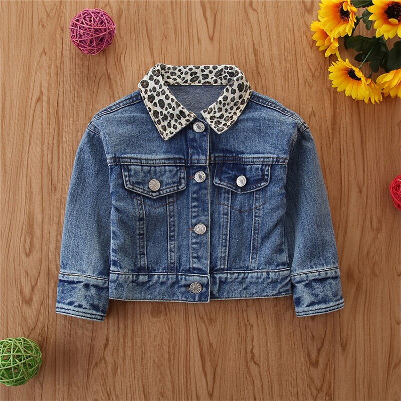 Humor Bear Autumn & Winter Fashionable Girls' Jacket Autumn Style Girl'S Colorblock Leopard Denim Jacket Clothing: 5