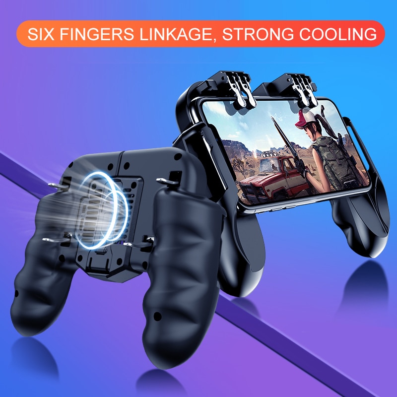 Smartphone Cooler Cooling for smaller than 6.8 inches mobile phone With Controller Gamepad 6 Fingers Operation Joystick Cooler