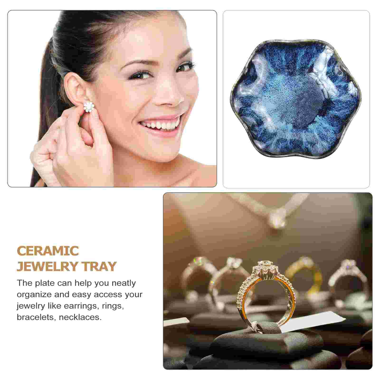 1pc Keramik Lotus Blatt Schmuck Platte Schmuck Gericht Schmuck Organizer Halskette Display Halter